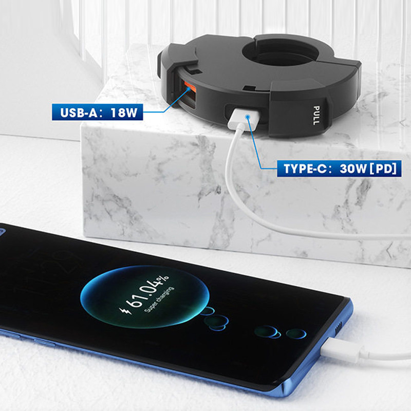 SEAMETAL Xe Máy USB Sạc Nhanh 30W Type-C Cổng Điện Thoại Di Động Ổ Cắm Điện Tay Cầm Chống Nước Gắn Chân Đế Sạc