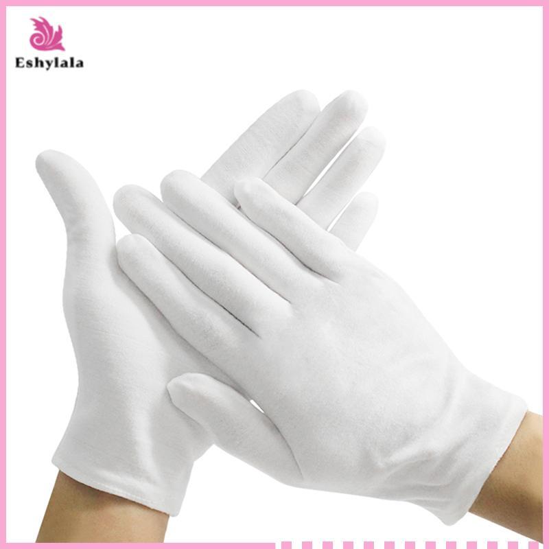 Eshylala 1 Đôi Mới Full Ngón Nam Nữ Nghi Thức Găng Tay Cotton Trắng Bồi Bàn / Lái Xe / Trang Sức / Găng Tay Công Nhân Găng Tay Hấp Thụ Mồ Hôi [MỚI]