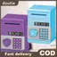 Doutie Tự Động Mini An Toàn Đồng Tiền Tiết Kiệm Tiền Hộp Tiền Mật Khẩu Quầy Mã Chìa Khóa Lo Đồng Xu Ngân Hàng ATM Trẻ Em VN