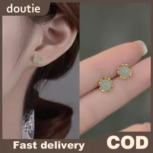 Doutie Phong Cách Trung Hoa Retro Vòng Khuyên Giả Ngọc Màu Xanh - Quà Tặng Thanh Lịch