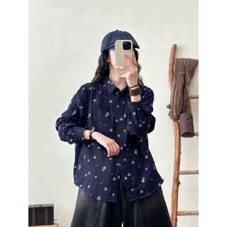 Sẵn sàng - Áo sơ mi nữ chất liệu 100% cotton, mẫu họa tiết hoa mới, phù hợp mùa xuân