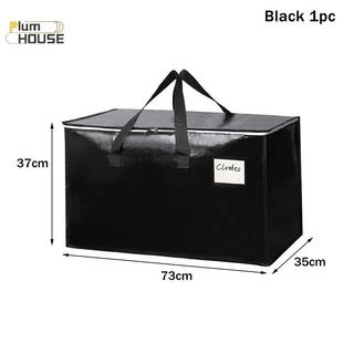 PlumHOUSE Túi đựng đồ dệt dung tích lớn trong suốt, Túi đựng chăn bông, Loại tủ quần áo chống thấm nước Dây kéo đôi Lưu trữ quần áo di động VN