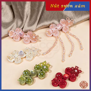 Nút Aude Trung Quốc Sườn Xám Nút Bướm Ba Gót Pha Lê Tua Rua Nút Handmade Đính Hạt Trang Trí Phong Cách Trung Hoa Mới Phong Cách Trung Hoa Hanfu Tang Phù Hợp Với