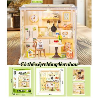 Mô hình nhà búp bê DIY – Lắp ghép có đèn LED – 6 mẫu bếp/phòng/tiệm – Dễ ráp, xếp chồng –Cho trẻ 14+ – Quà tặng sáng tạo
