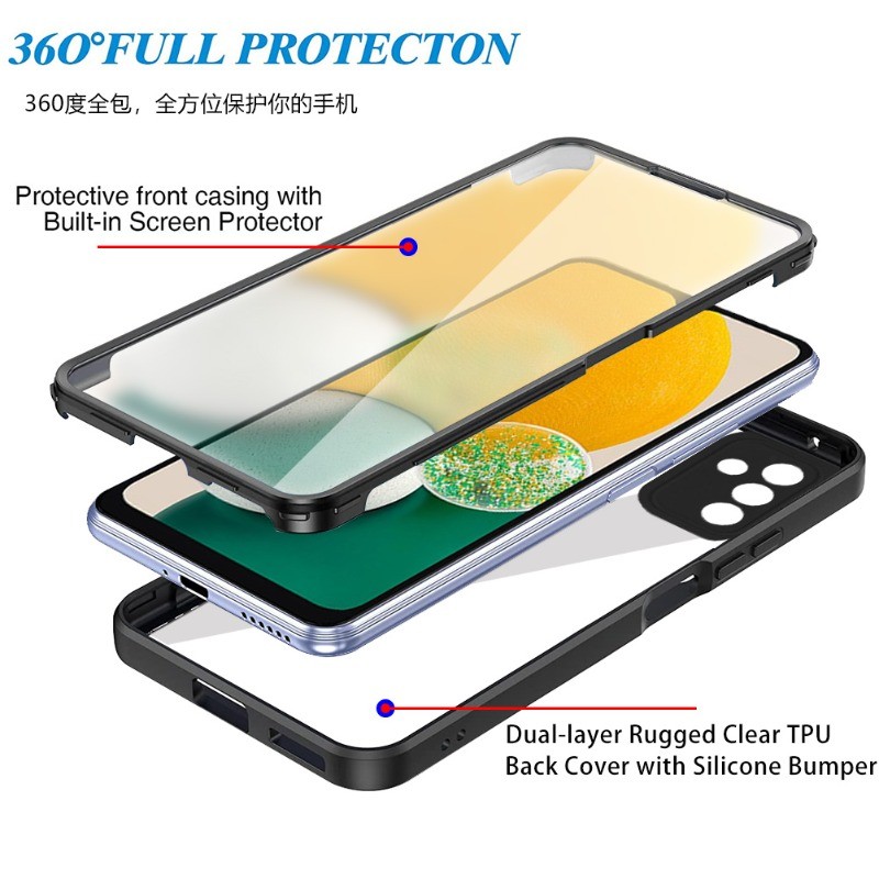 Tương Thích Cho Samsung Galaxy A13 A04S M13 M53 M33 A23 5G Cover 360 Độ Hai Mặt Full Cover Protetcion Mềm Acrylic Slim Phone Case
