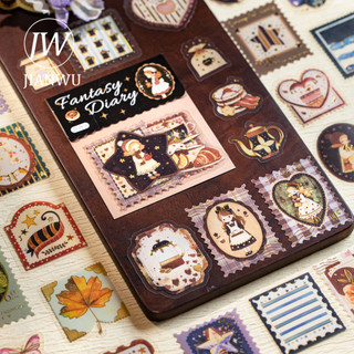 JIANWU Giả Tưởng Nhật Ký Series Vintage Giấc Mơ Hoa Nhân Vật Phong Cảnh Chất Liệu Cắt Dán PET Nhãn Dán Sáng Tạo Tạp Chí Văn Phòng Phẩm