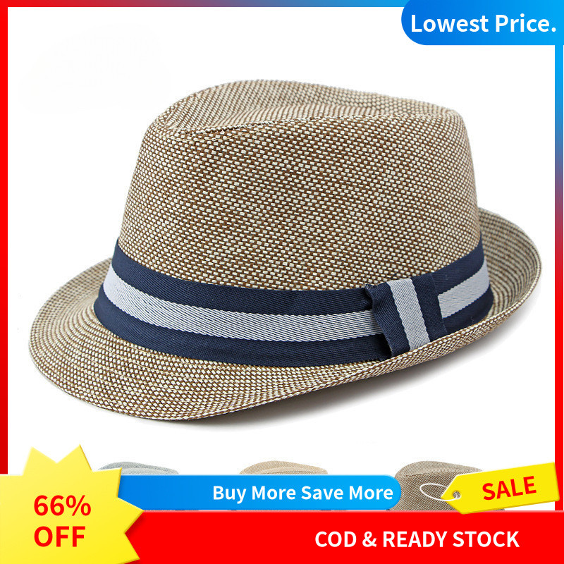 Mũ nam mùa hè Mũ chống nắng Mũ đi biển Ống hút Fedora Mũ thủy triều