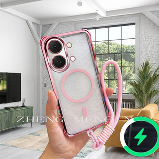 Thích hợp cho vỏ điện thoại VIVO Y05 4G VIVO V70 FE bốn góc chống rơi trong suốt vỏ mềm dây tay 0037