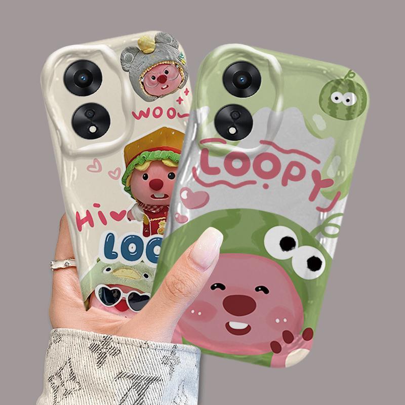 Ốp Silicon Hoạt Hình Cho OPPO A18 A38 A58 A60 A17 A17K 4G 3D Điện Thoại Thông Minh Mềm Ốp Lưng Chống Sốc Loopy