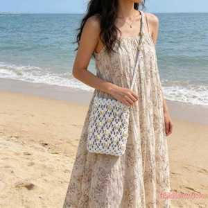 Túi đeo chéo nữ Bohemian Dây sáp đính cườm độc đáo Túi đeo vai nhẹ