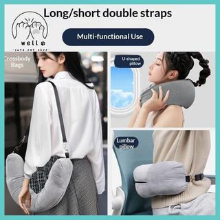 [wellstay1] Gối du lịch Ne có túi đựng quần áo có thể đổ đầy Vỏ gối hình chữ U Lông cừu pha lê Vỏ gối Ne cho du lịch trên máy bay [VN]