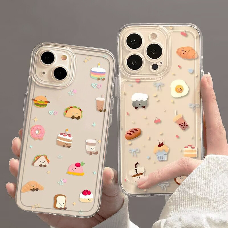 Thạch Mèo Chim Cánh Cụt Trái Cây Bánh Mì Vỏ Điện Thoại Cho OPPO Reno 15F 13F 14F 12 13 14 15 Pro Plus Mềm Trong Suốt Chống Sốc TPU Trong Suốt Xu Hướng Thời Trang Thương Hiệu Vỏ Silicon Hoạt Hình