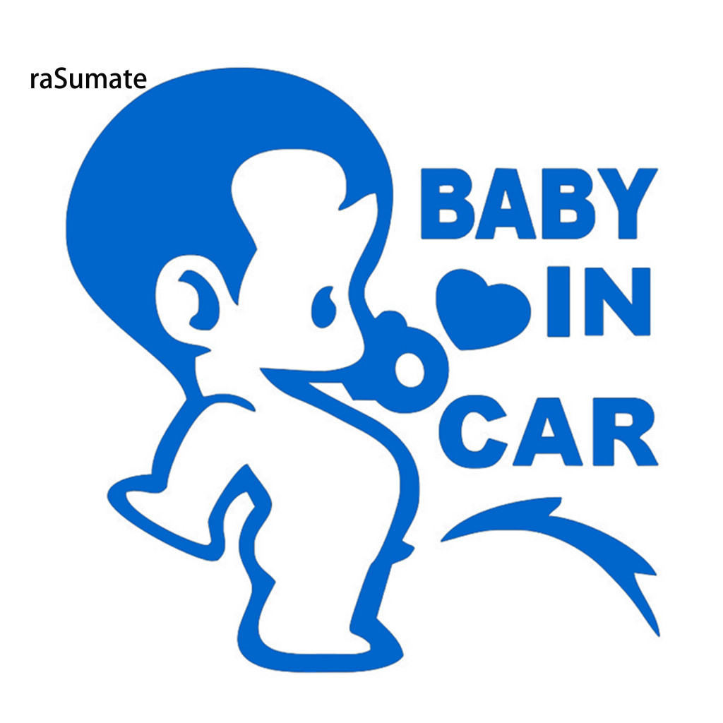 < rasumate > Phim hoạt hình Pee Baby In Car Letter Decal Nhãn dán cửa sổ xe tải