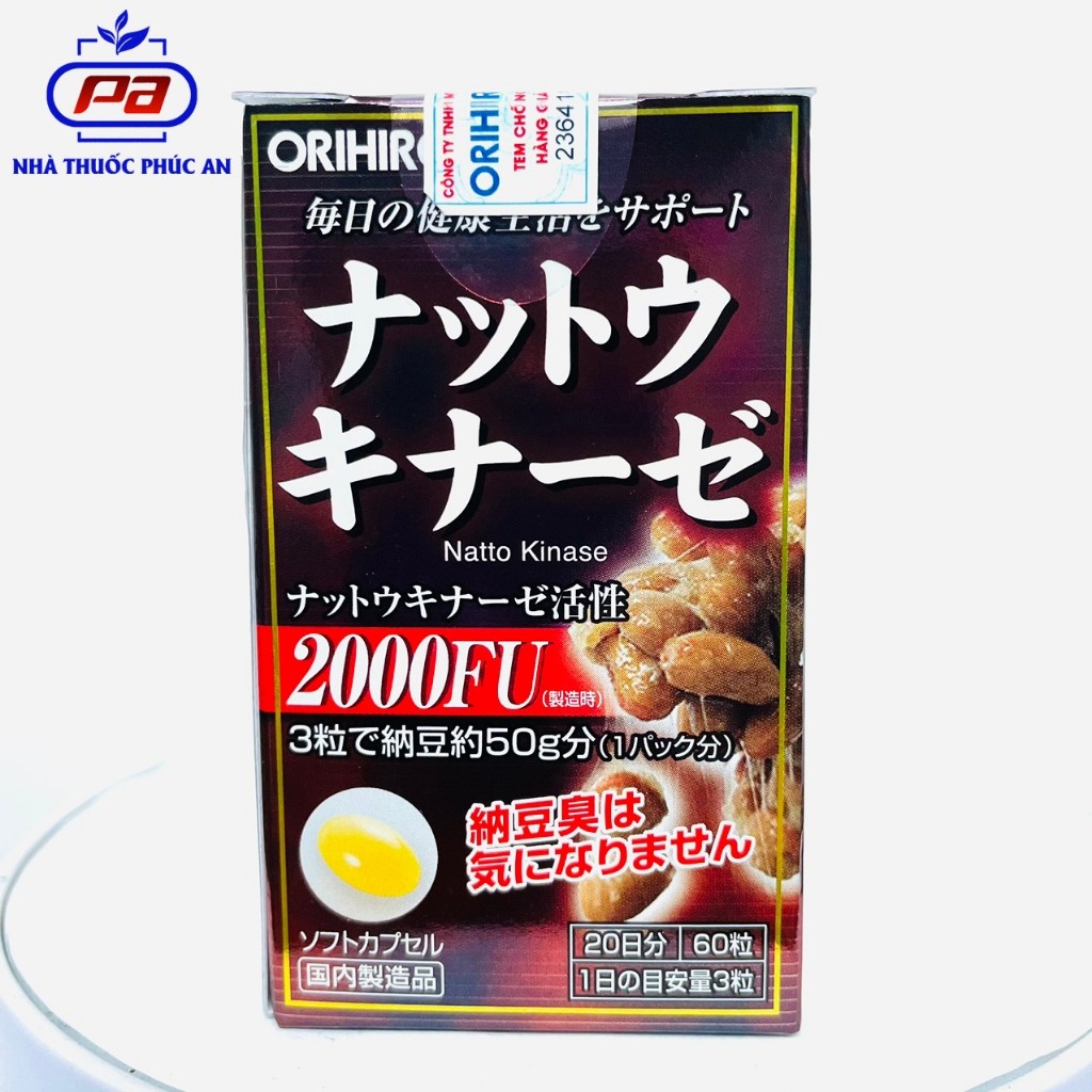 Viên Hỗ Trợ Ngăn Ngừa Đột Quỵ, Tai Biến Orihiro Natto 2000FU (Nattokinase Capsule) Nhật Bản 60 Viên