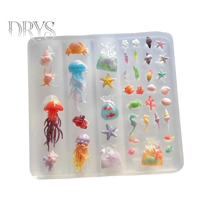 (TFT) 3D Ocean Series Khuôn Làm Móng Tay Silicon DIY Nail Art Trang Trí Sứa Sao Biển Vỏ Trong Suốt Làm Móng Tay Cho Móng Tay Thủ Công MỚI