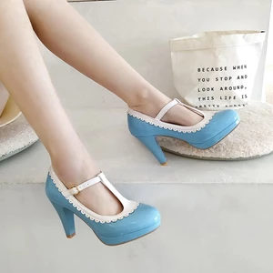 VNMZG34-39 Kích Thước Lớn Gothic Ren Hình Chữ T Dây Đeo Mary Jane Giày Cao Gót Retro Màu Sắc Phù Hợp Với Thời Trang Phù Hợp Với Mọi Trận Đấu