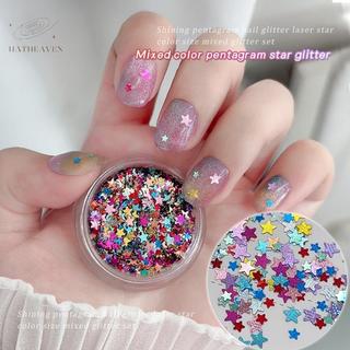 [hatheaven] 1 Hộp Lấp Lánh Ngôi Sao Móng Tay Kim Sa Lấp Lánh 3D Màu Sắc Hỗn Hợp Kẹo Màu Móng Tay Flake Ngôi Sao Năm Điểm Trang Trí Móng Tay Nghệ Thuật Diy Accessor Đẹp