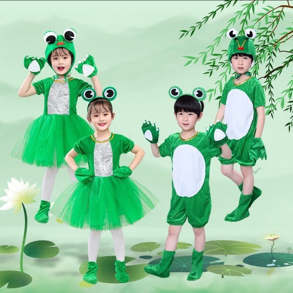 💕 HÀNG CÓ SẴN – Đầm Trang Phục Trẻ Em 3‑12 tuổi – Ếch + Hoạt Hình Động Vật, Thích hợp Halloween, Giáng Sinh & Ngày Trẻ Em 🎃🎉