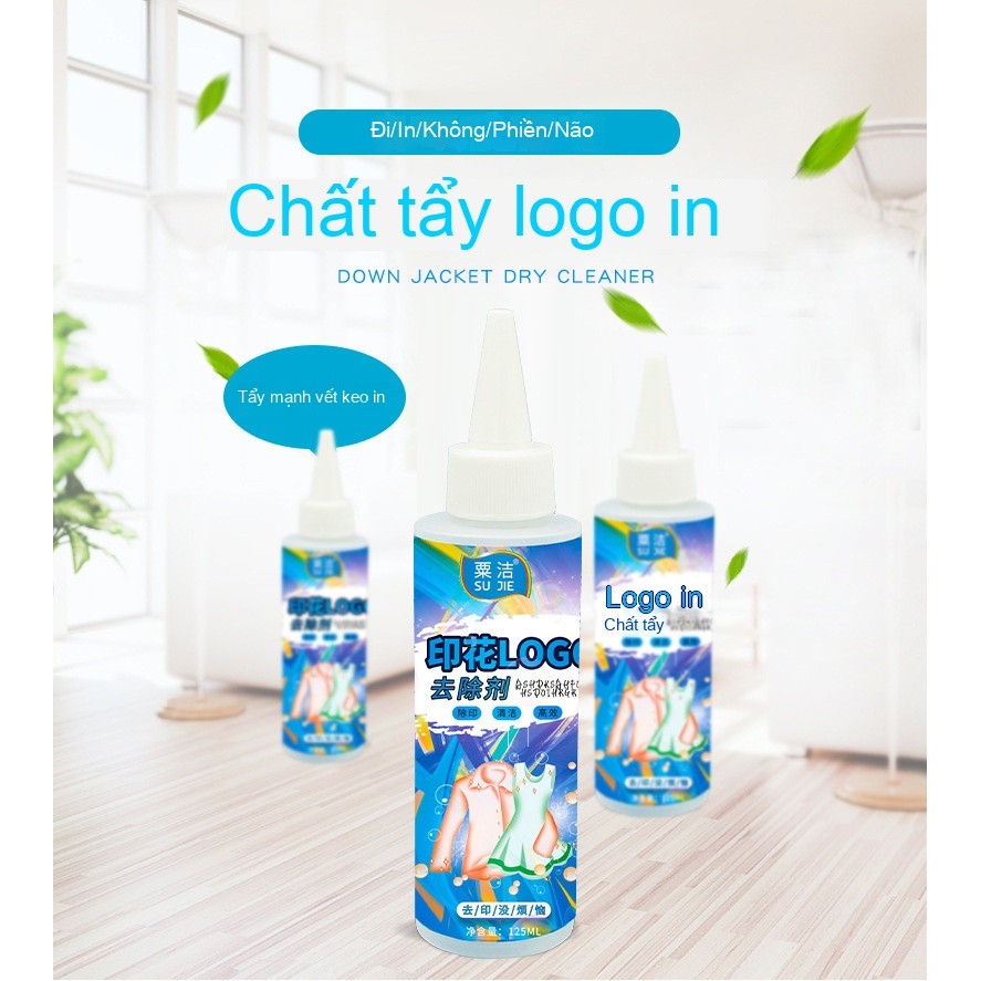 Nước tẩy logo in trên áo 125ml phục hồi form dáng nguyên bản Dung Dịch Tẩy Logo (Decal), Tẩy Logo, Trên Áo Quần