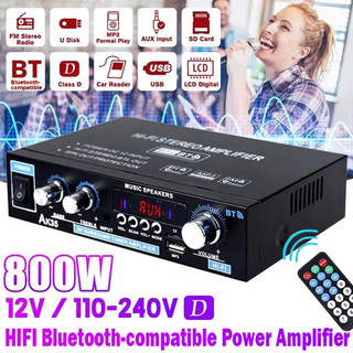 AK35 800W Bộ khuếch đại công suất gia đình 2 kênh Bluetooth TF Card Âm thanh vòm FM USB Điều khiển từ xa Mini HIFI Bộ khuếch đại kỹ thuật số âm thanh nổi