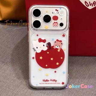 Ốp Lưng Cho IPhone 11 16 17 15 13 14 12 Pro Max 17AIR 15 7 8 Plus X XR Max Bìa mềm hoạt hình năm mới mèo đỏ đỏ