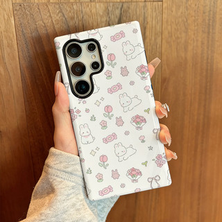 Ốp lưng chống sốc họa tiết hoa thỏ S26Ultra có thể so sánh cho Samsung S26 S23 S24 Ultra S24FE 25FE S25eDge Vỏ chống sốc S25 Plus S25ultra A55 a56 A36