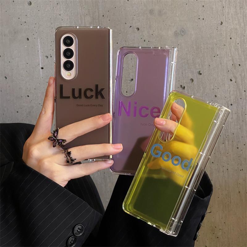 Chữ May Mắn Nicce Good Ốp Lưng Điện Thoại Thích Hợp Cho Samsung Galaxy ZFold7 zfold6 Dây Gấp Vỏ Cứng Cho Z Fold 7 6 5 4 3 5G Vỏ Bảo Vệ