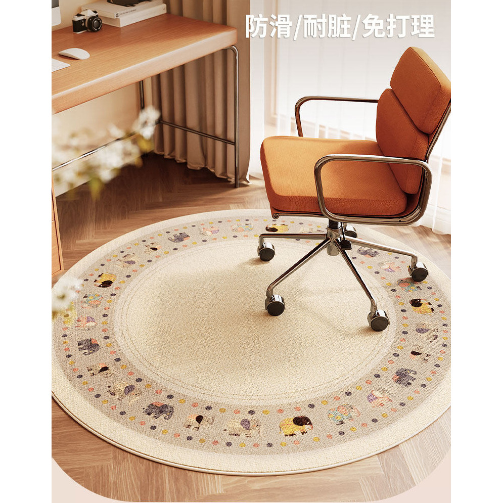 Thảm Tròn Lót Ghế Xoay Phòng Làm Việc - Thảm Sợi Rối Cách Âm Chống Trượt Bảo Vệ Sàn Nhà Dễ Vệ Sinh Không Cần Giặt