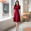 Đầm thiết kế BEMINE cổ tròn vai phồng dáng chữ A phù hợp đi làm, đi tiệc-B416