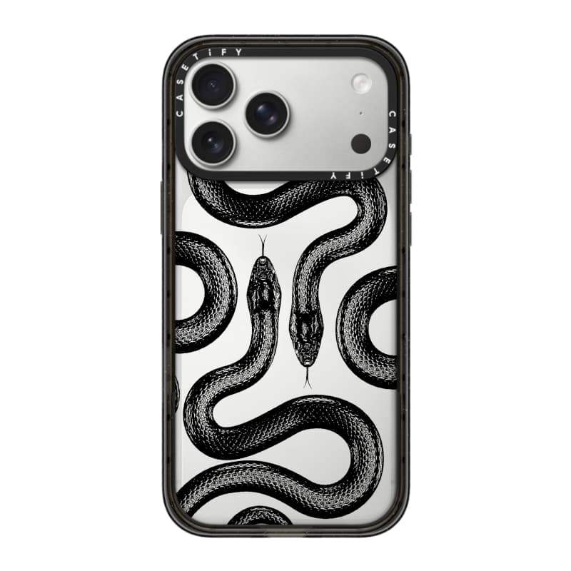 CASECASE X Black python Case Black Edge & Brown Clear Hard Từ Hút Tác Động Dành Cho Apple IPhone 12 13 14 15 16 17 Pro Max Air Plus