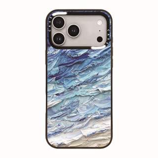 CASECASE X Deep blue ocean Case Black Edge & Brown Clear Hard Từ Hút Tác Động Cho Apple IPhone 12 13 14 15 16 17 Pro Max Air Plus