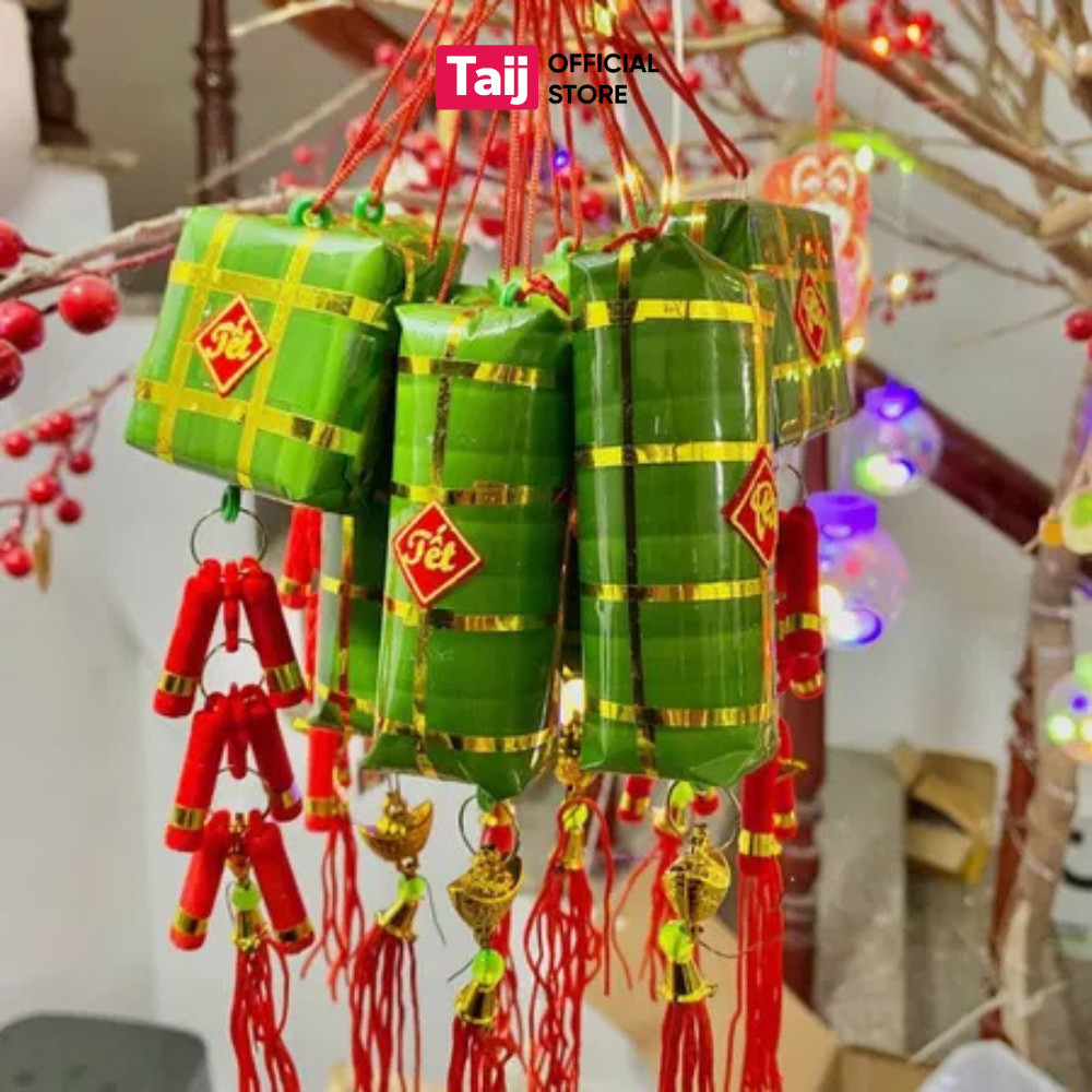 Dây Treo Bánh Chưng Mini, Phụ Kiện Trang Trí Tết Treo Cành Đào Mai