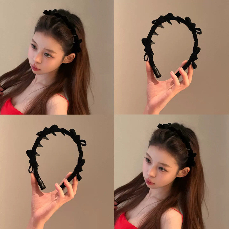 Nhung Thắt Nơ Băng Đô Nữ Chống Trơn Trượt Tóc