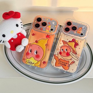 Hoạt Hình Dễ Thương Fortune Cookie Starman Ống Kính Hoa Da Mềm Ốp Lưng Điện Thoại iPhone 17Promax 17Pro 14 15 16 Pro Max 13 Túi Khí Chống Sốc Nữ Vỏ Di Động