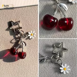 PlumHOUSE Vintage Dễ Thương Anh Đào Daisy Móc Khóa Thời Trang Sáng Tạo Trái Cây Anh Đào Móc Khóa Tinh Tế Túi Treo Trang Trí Phụ Kiện Quà Tặng VN