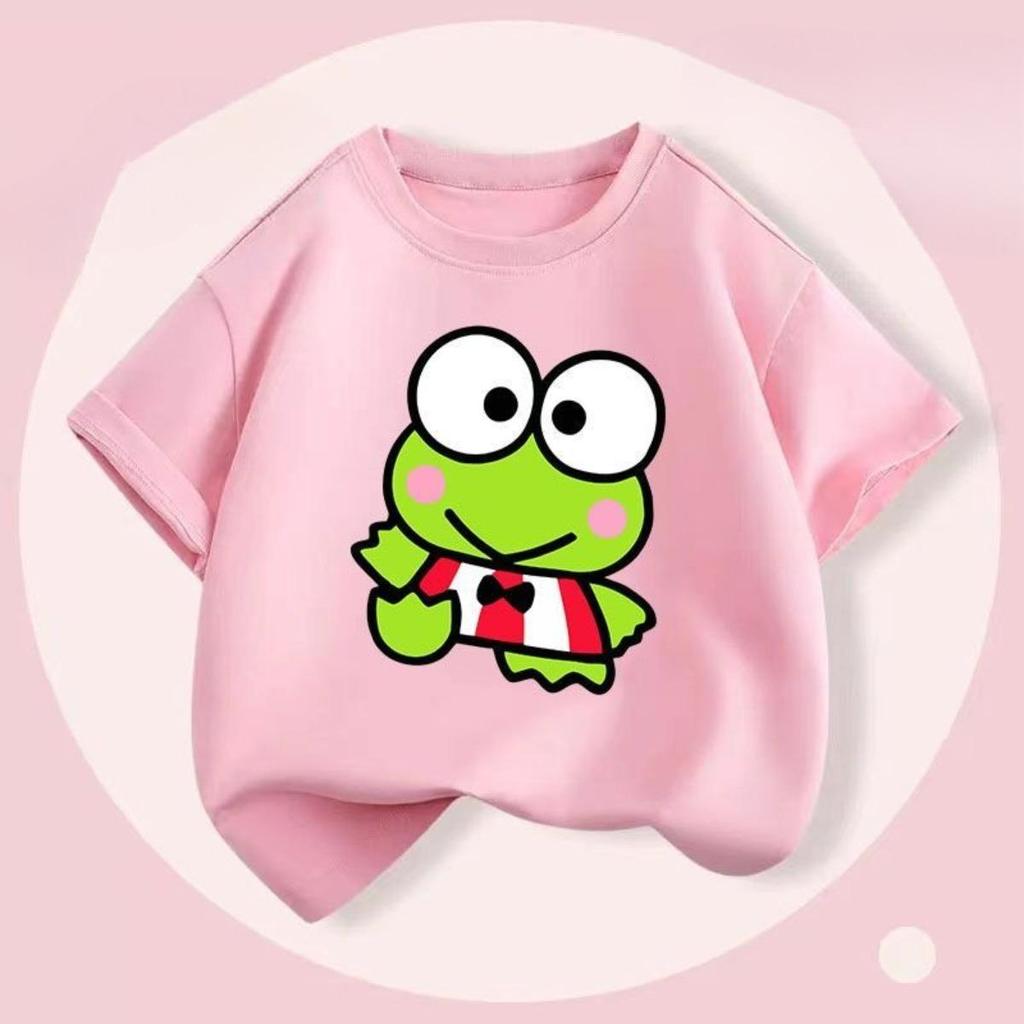 Hình ếch Keroppi dễ thương, Wzxinsheng2025 Áo thun, size trẻ em, ngắn tay, cổ tròn, mùa hè