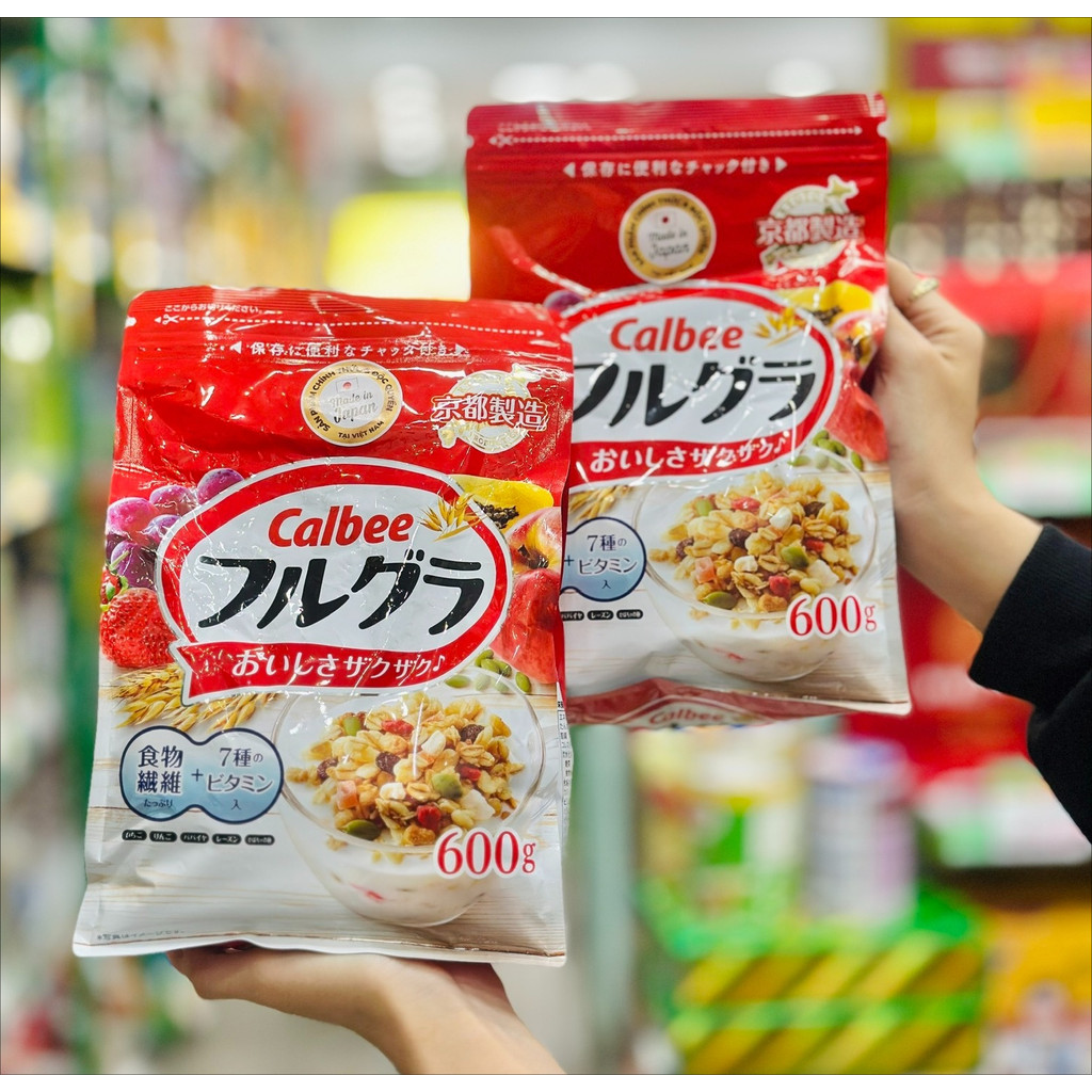 Ngũ Cốc Trái Cây Calbee Nhật Bản Gói 600g, Ngon Giòn Giàu Chất Xơ Ít Chất Béo Bổ Sung Dinh Dưỡng