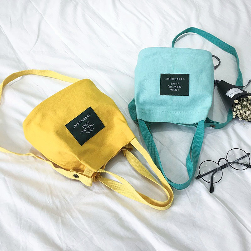 Túi đeo chéo mini vải cầm tay nữ, kiểu xô dễ thương, dùng linh tinh