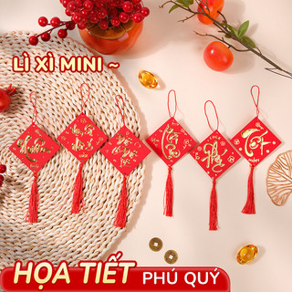 Bao lì xì treo cây - Combo 24 dây liễng phụ kiện trang trí Tết mini cao cấp. hình in sắc nét treo cây quất mai
