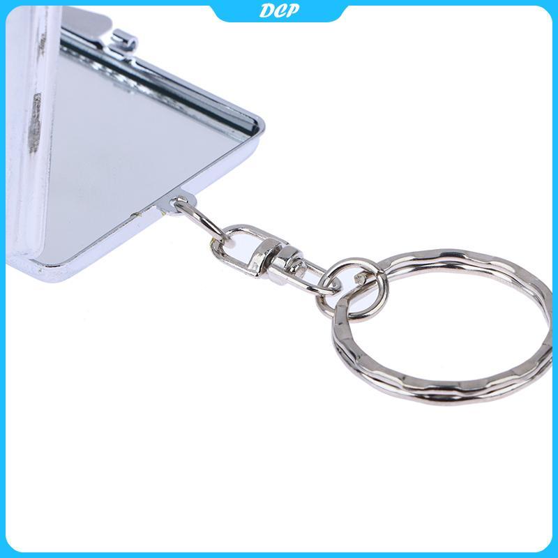 [DCP] hình trái tim tròn hình bầu dục hình vuông hai mặt gương mỹ phẩm kim loại Gấp Móc khóa trang điểm gương mini [VN]