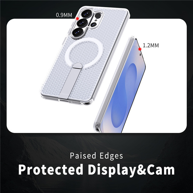 Ốp Điện Thoại Lưới Rỗng Cho Samsung S25 S24 S23 S22 Ultra / Plus S24FE S25EDGE Tản Nhiệt Vỏ Bảo Vệ Từ Tính Giá Đỡ Kim Loại Vỏ Chống Rơi