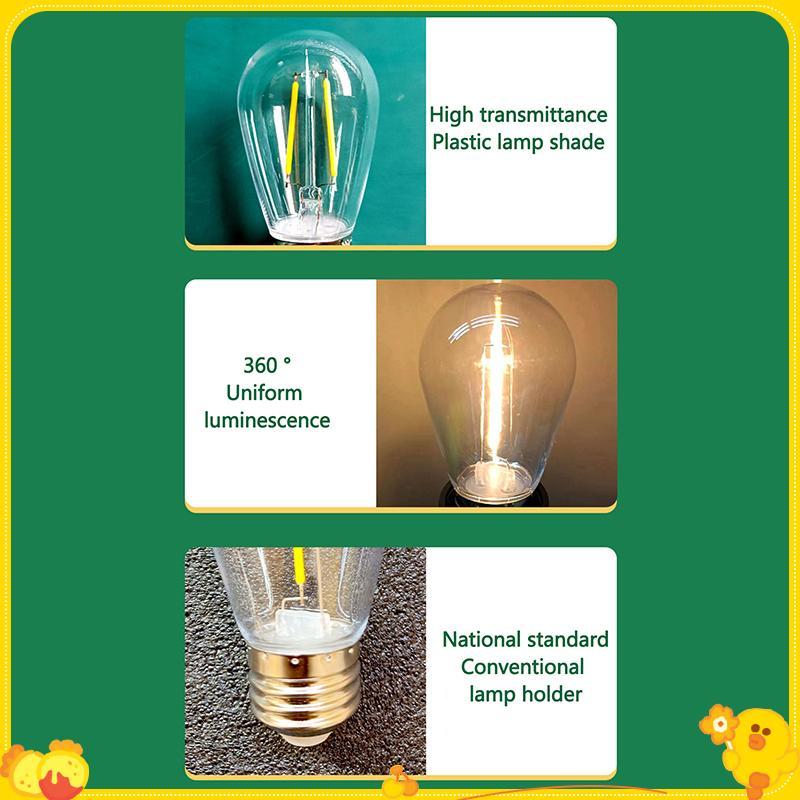 S14 Nhựa Bóng Đèn Led E27 / E26 3V 120V Trắng Ấm 2W 1W Bóng Đèn Chống Vỡ Cho Dây Đèn Trang Trí Giáng Sinh