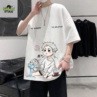 Áo thun nam in hình hoạt hình một mặt, phong cách thể thao thường ngày.