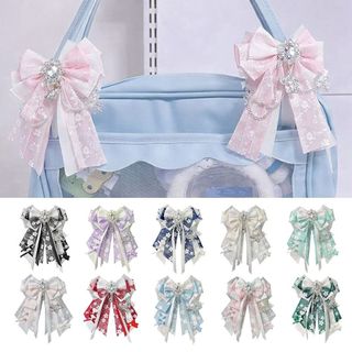 NECKLACEMASK Itabag Trang trí, Ruy băng hai lớp Trang sức thủ công Ruy băng Túi Mặt dây chuyền, với nút thắt thắt nơ DIY Handmade DIY Lolita Merch Trang trí Phụ kiện tóc