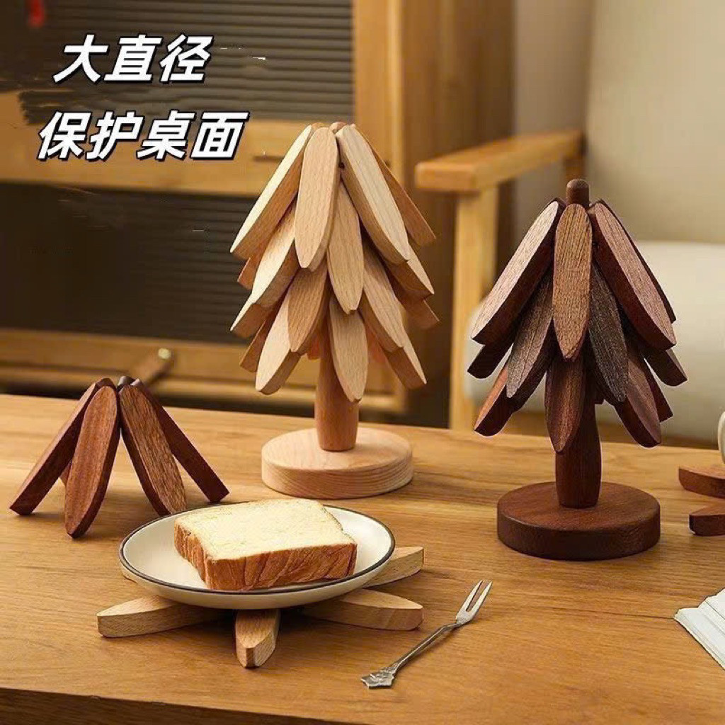 Bộ 5 Miếng Lót Bát Đĩa Cốc Chén Nồi Bằng Gỗ Chịu Nhiệt Tốt