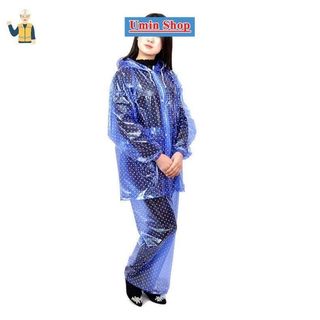 ( CHẤT DẺO - CÓ KHÓA )Áo mưa bộ chấm bi nhựa dẻo bền dai đẹp, không thấm nước Ánh Dương Có khoá