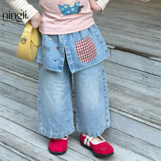 Bé Gái Phiên Bản Hàn Quốc Mickey Giả Áo Thun Hai Mảnh Thêu Quần Jean Thẳng