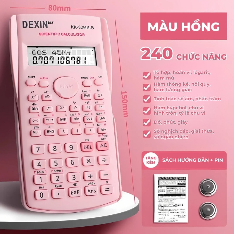 Máy tính cầm tay học sinh khoa học 240 chức năng, màn hình LCD, màu sắc dễ thương, tiện lợi mang theo