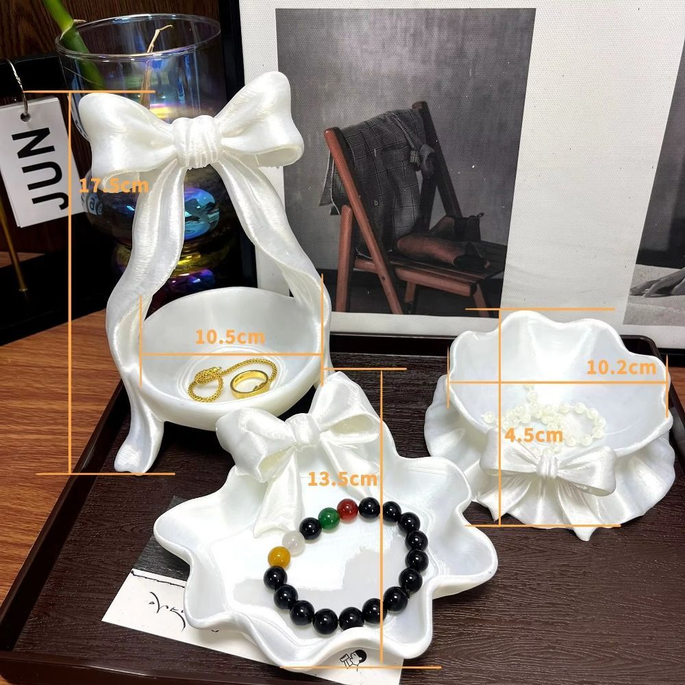 Khay đựng đồ hình nơ MARGREDY, Dụng cụ sắp xếp trang sức đa chức năng bằng nhựa, Giá đựng đồ để bàn cho bông tai nhẫn Trang trí phòng khách phòng ngủ