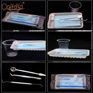 8 Cái / bộ Bộ Chăm Sóc Nha Khoa Dùng Một Lần Bao Gồm Nhíp Nha Khoa Khay Gương Nha Khoa Thăm Dò Yếm Bóng Cotton